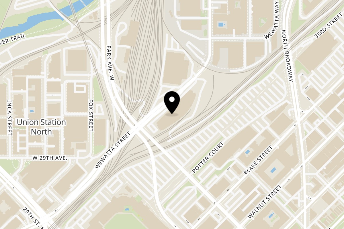Map showing the location of Blazing Bird Nashville Hot Chicken Denver on 550 N Broadway in Denver